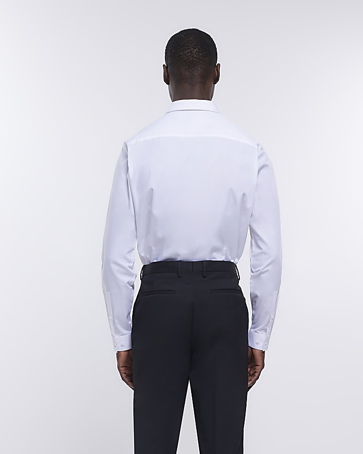 White slim fit long sleeve smart shirt