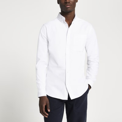 mens slim fit oxford shirt white