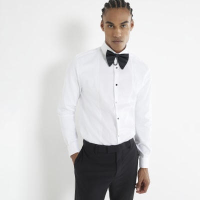 White Slim Fit Pique Formal Shirt