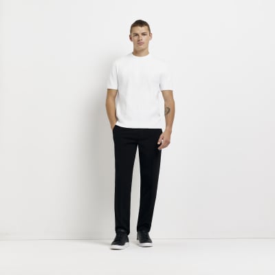 White slim fit Pointelle knitted t-shirt | River Island