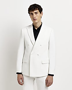 White slim fit premium suit jacket