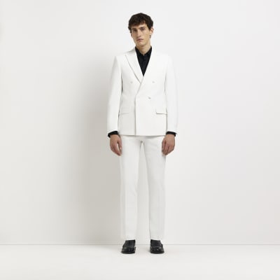White slim fit premium suit jacket