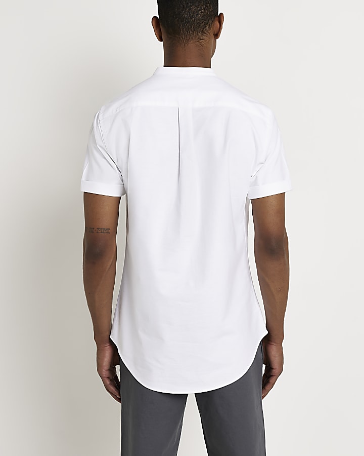 White slim fit short sleeve Oxford shirt