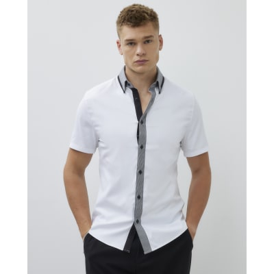 White Slim Fit Short Sleeve Shirt