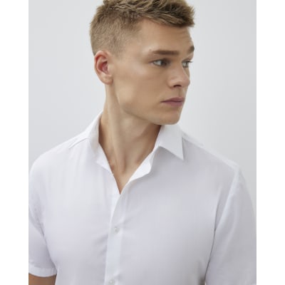 White Slim Fit Short Sleeve Shirt