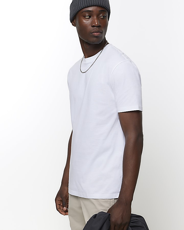 White slim fit short sleeve t-shirt