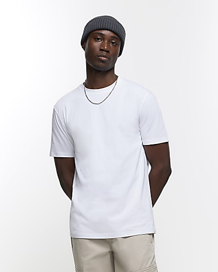 White slim fit short sleeve t-shirt
