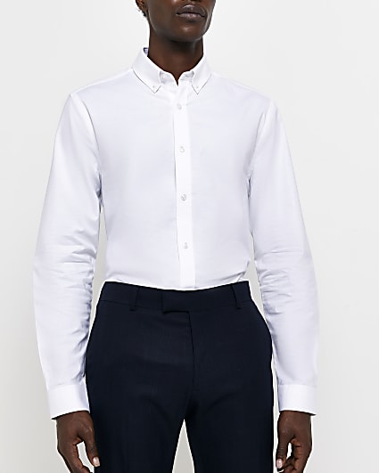 White Slim fit Stretch Oxford shirt