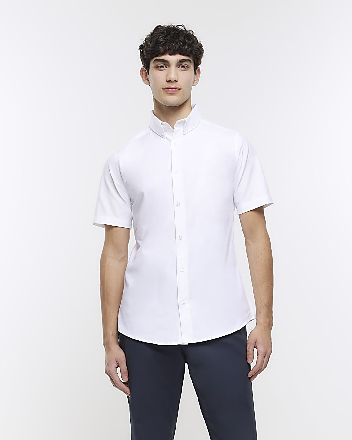White Slim fit Stretch Oxford Shirt