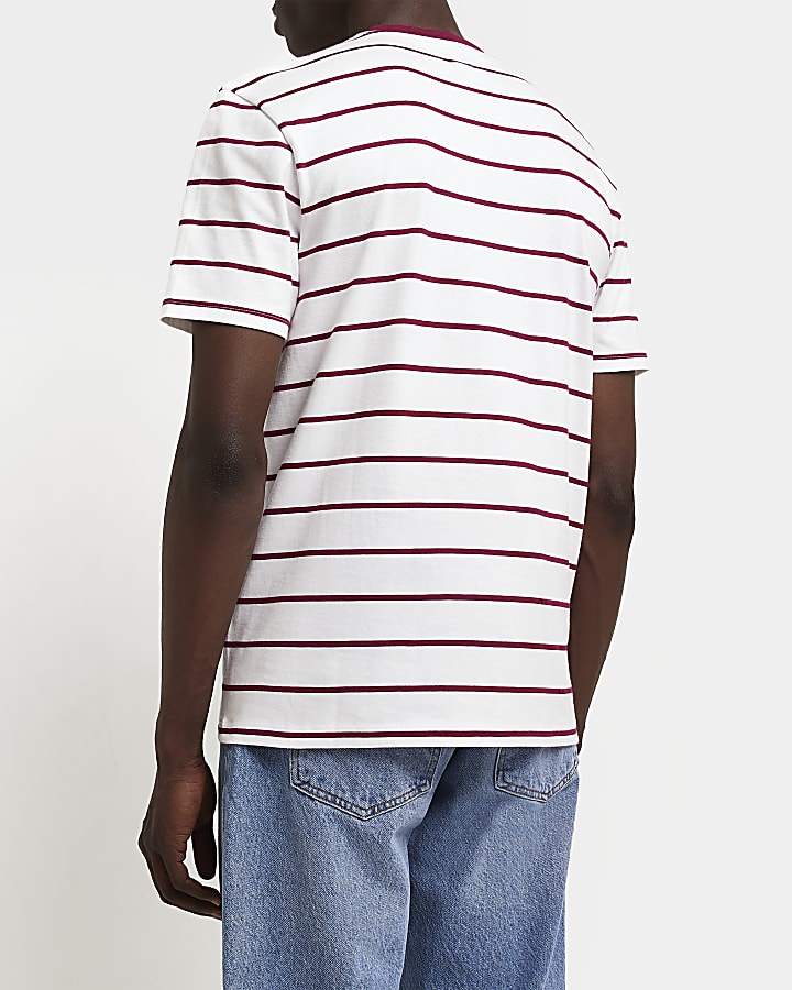 White Slim fit Stripe t-shirt