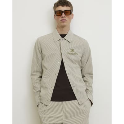 White Slim Fit Stripe Textured Jacket