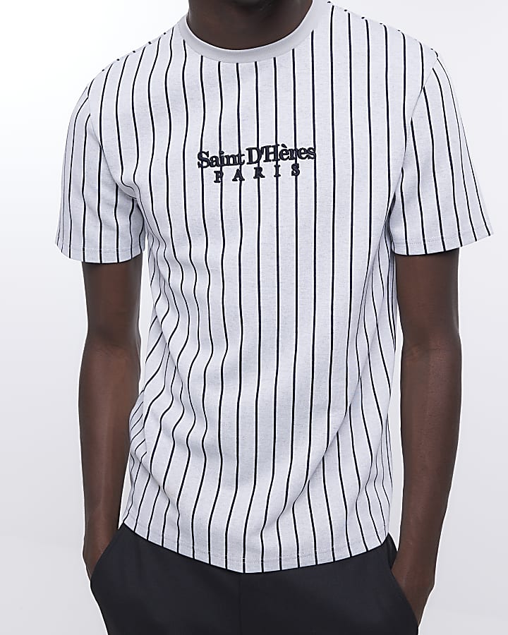 White slim fit striped t-shirt