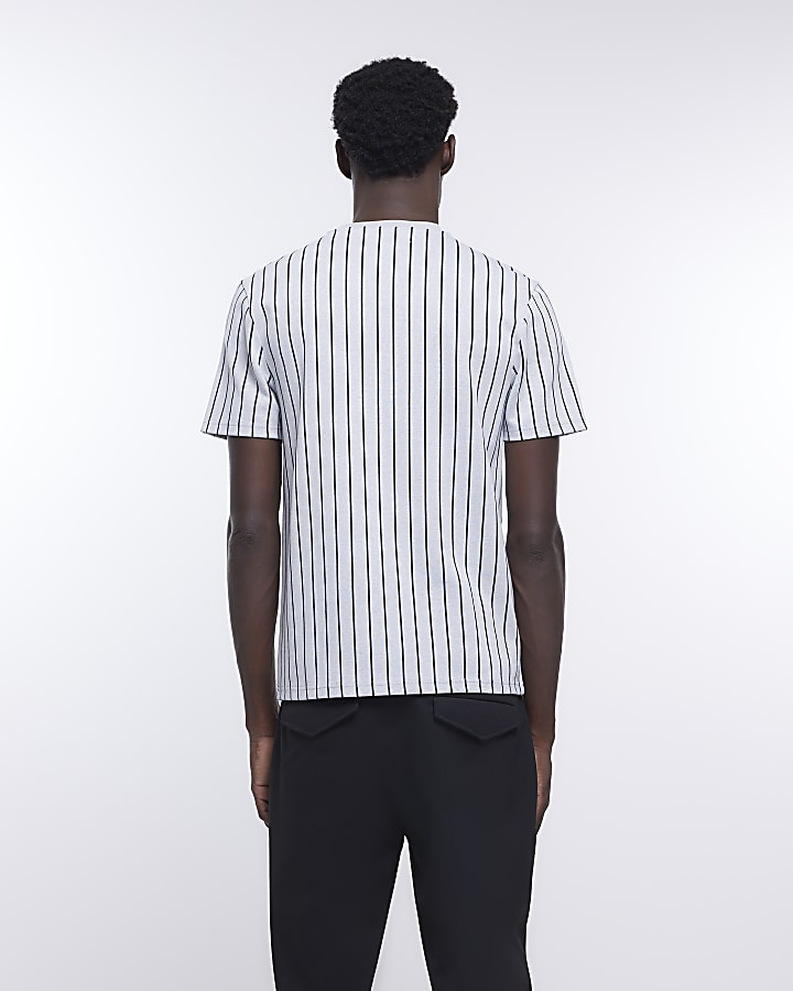 White slim fit striped t-shirt