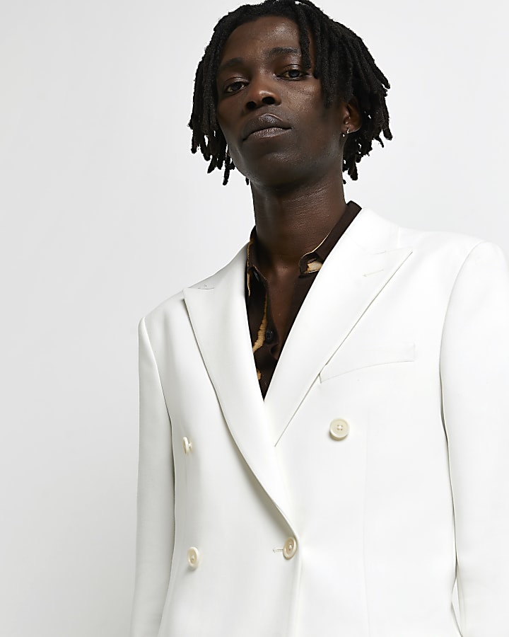 White slim fit suit jacket
