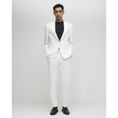 White Slim Fit Tailored Suit Trousers