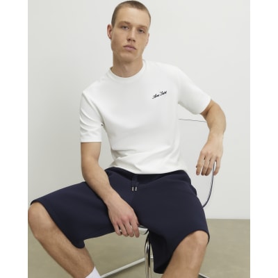 White Slim Fit Textured Midweight T-Shirt