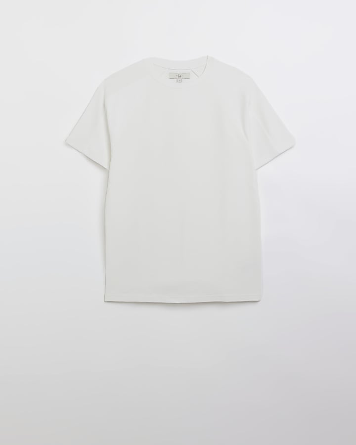 White slim fit textured t-shirt
