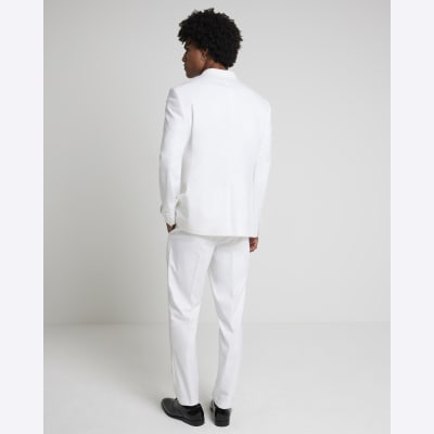 White Slim Fit Tux Jacket River Island