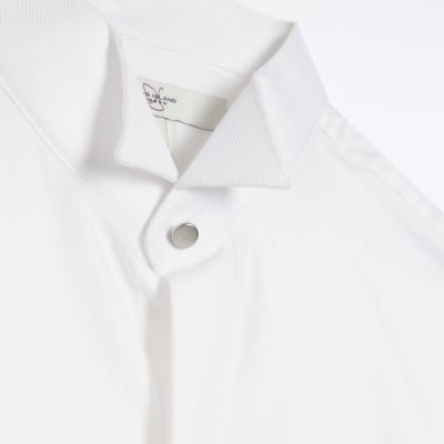 White slim fit wing collar smart shirt River Island
