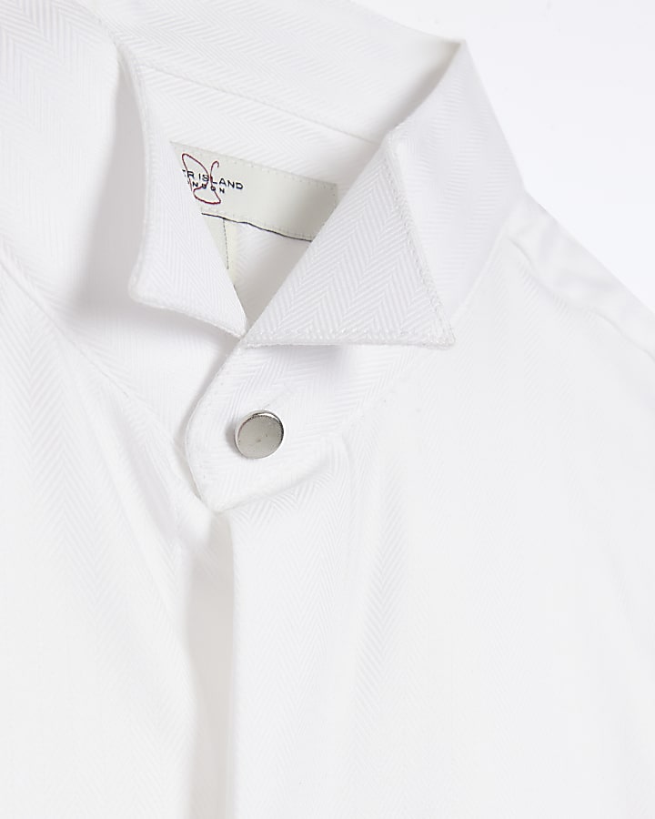 White slim fit wing collar smart shirt | River Island