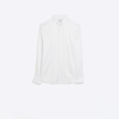 White slim fit wing collar smart shirt River Island