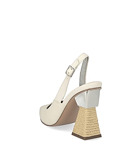 360 degree animation of product White slingback raffia heel court shoes frame-7