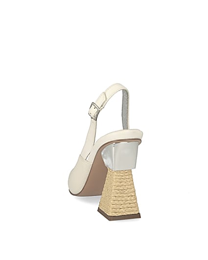 360 degree animation of product White slingback raffia heel court shoes frame-8