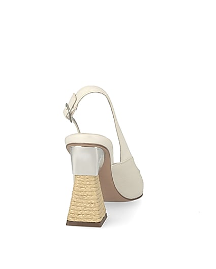 360 degree animation of product White slingback raffia heel court shoes frame-10