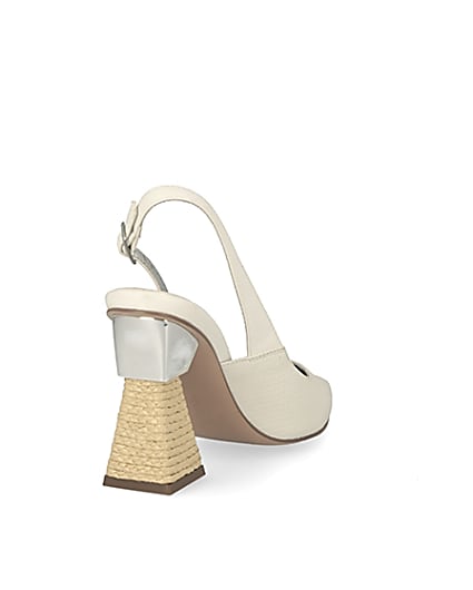 360 degree animation of product White slingback raffia heel court shoes frame-11