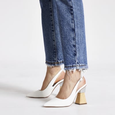 white slingback court shoes