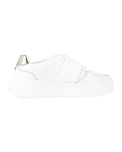 360 degree animation of product White slip on trainers frame-14