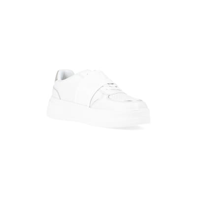 360 degree animation of product White slip on trainers frame-18