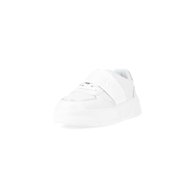 360 degree animation of product White slip on trainers frame-23