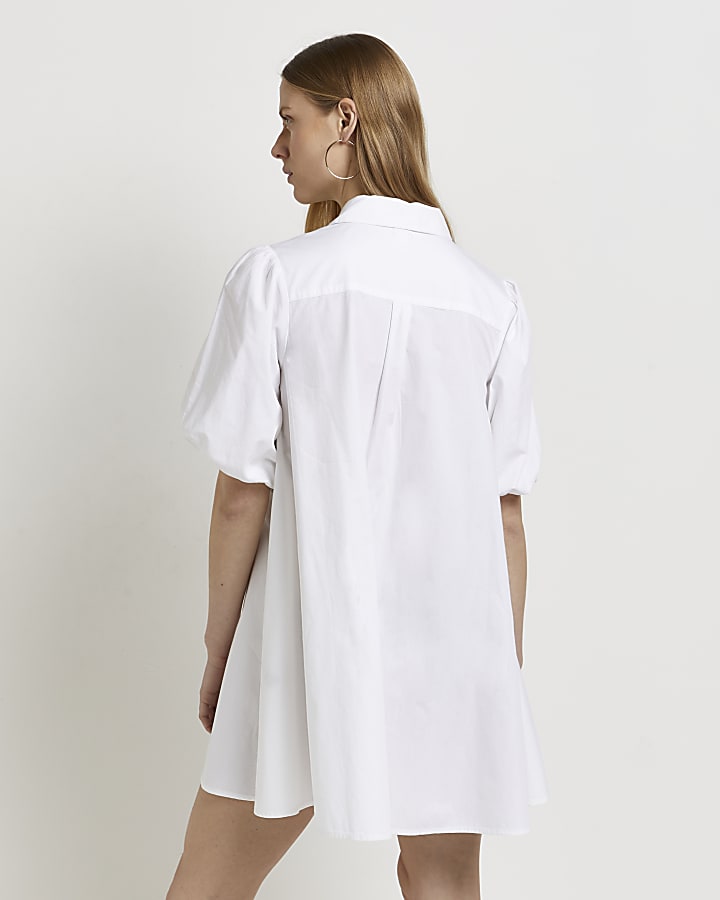 White smock mini shirt dress
