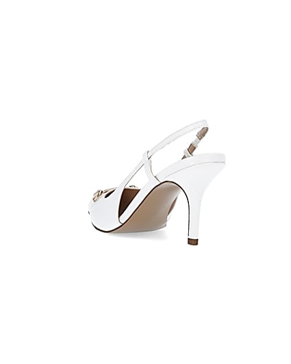 360 degree animation of product White snaffle bit heeled court shoes frame-7
