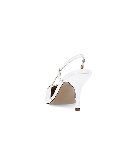 360 degree animation of product White snaffle bit heeled court shoes frame-8