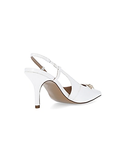 360 degree animation of product White snaffle bit heeled court shoes frame-12