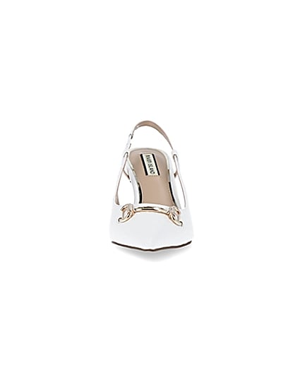360 degree animation of product White snaffle bit heeled court shoes frame-21
