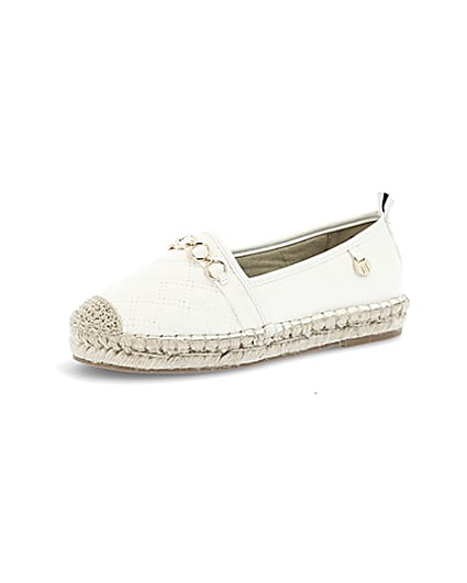 360 degree animation of product White snaffle front espadrille plimsolls frame-1