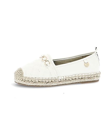 360 degree animation of product White snaffle front espadrille plimsolls frame-2