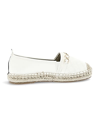 360 degree animation of product White snaffle front espadrille plimsolls frame-14