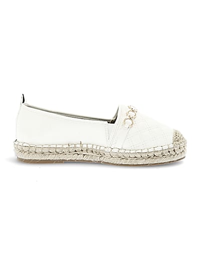 360 degree animation of product White snaffle front espadrille plimsolls frame-15