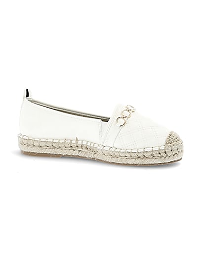 360 degree animation of product White snaffle front espadrille plimsolls frame-16
