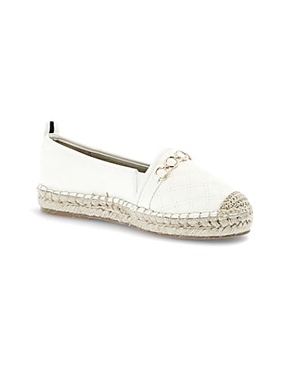 360 degree animation of product White snaffle front espadrille plimsolls frame-17