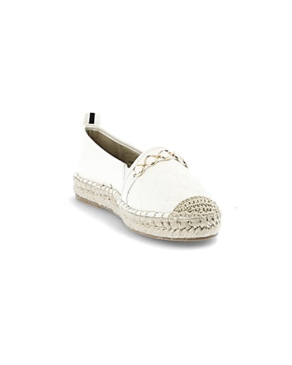360 degree animation of product White snaffle front espadrille plimsolls frame-19