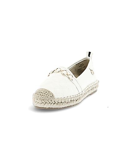 360 degree animation of product White snaffle front espadrille plimsolls frame-23