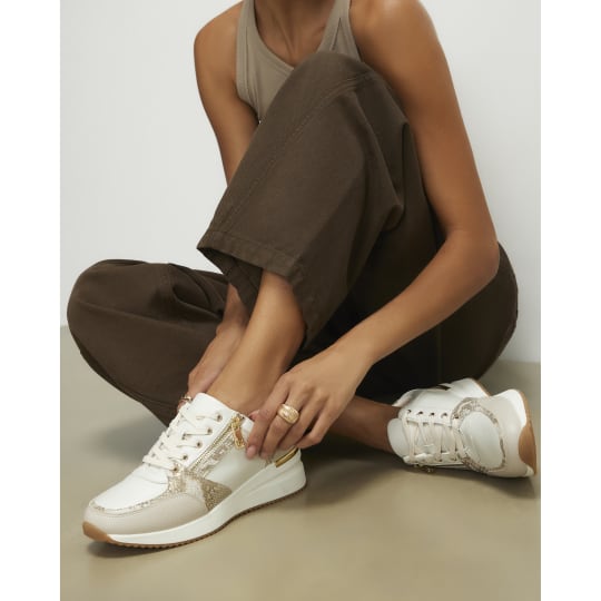 River Island White Snake Print Side Zip Wedge Trainers