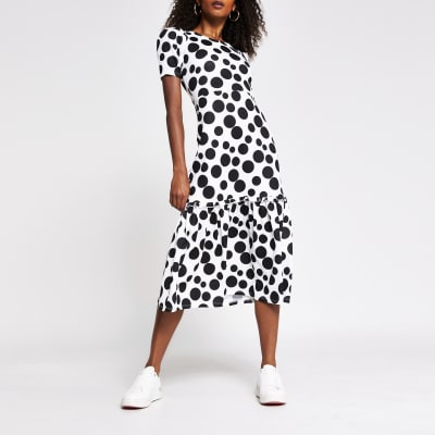 black and white polka dot dress river island