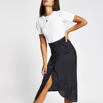river island white spot dress