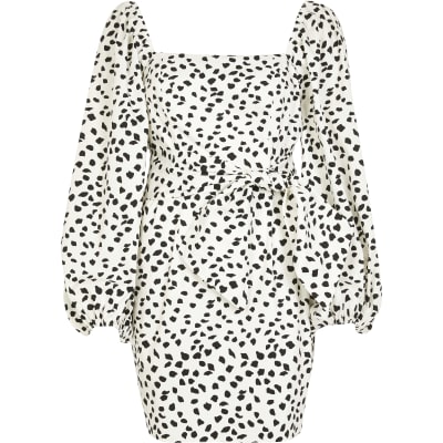 river island white spot dress